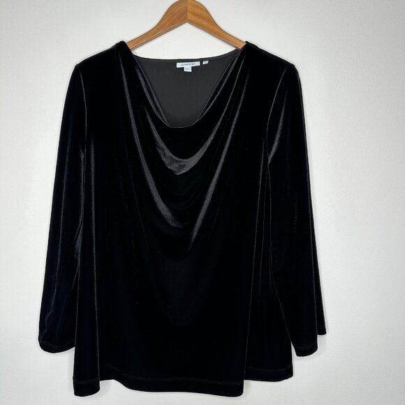 Chicos Black Velvet Cowl Neck Top XL - Picture 1 of 10